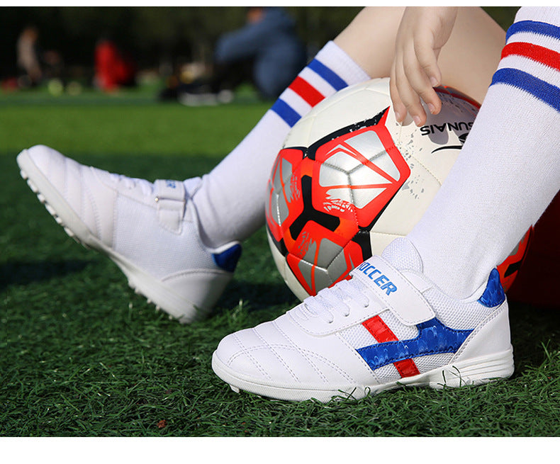 New football shoes for men and women with Velcro for children TF Broken Nail Style Youth Student Grassland Flat Training Shoes - 图片 58