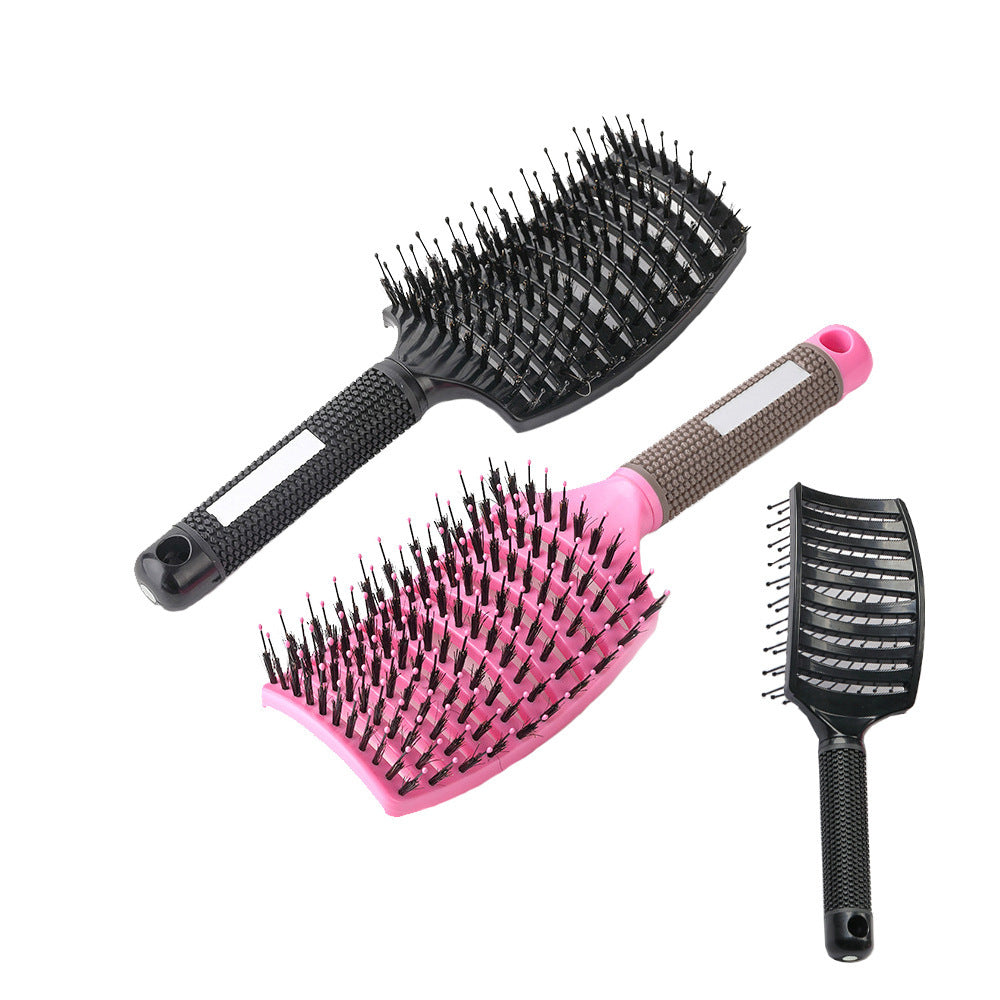 Large Curved Comb, Ribbed Hair Comb, Boar Bristle Curved Massage Comb, Nine-Row Comb, Styling Curling and Smoothing Comb, Cross-Border - 图片 24