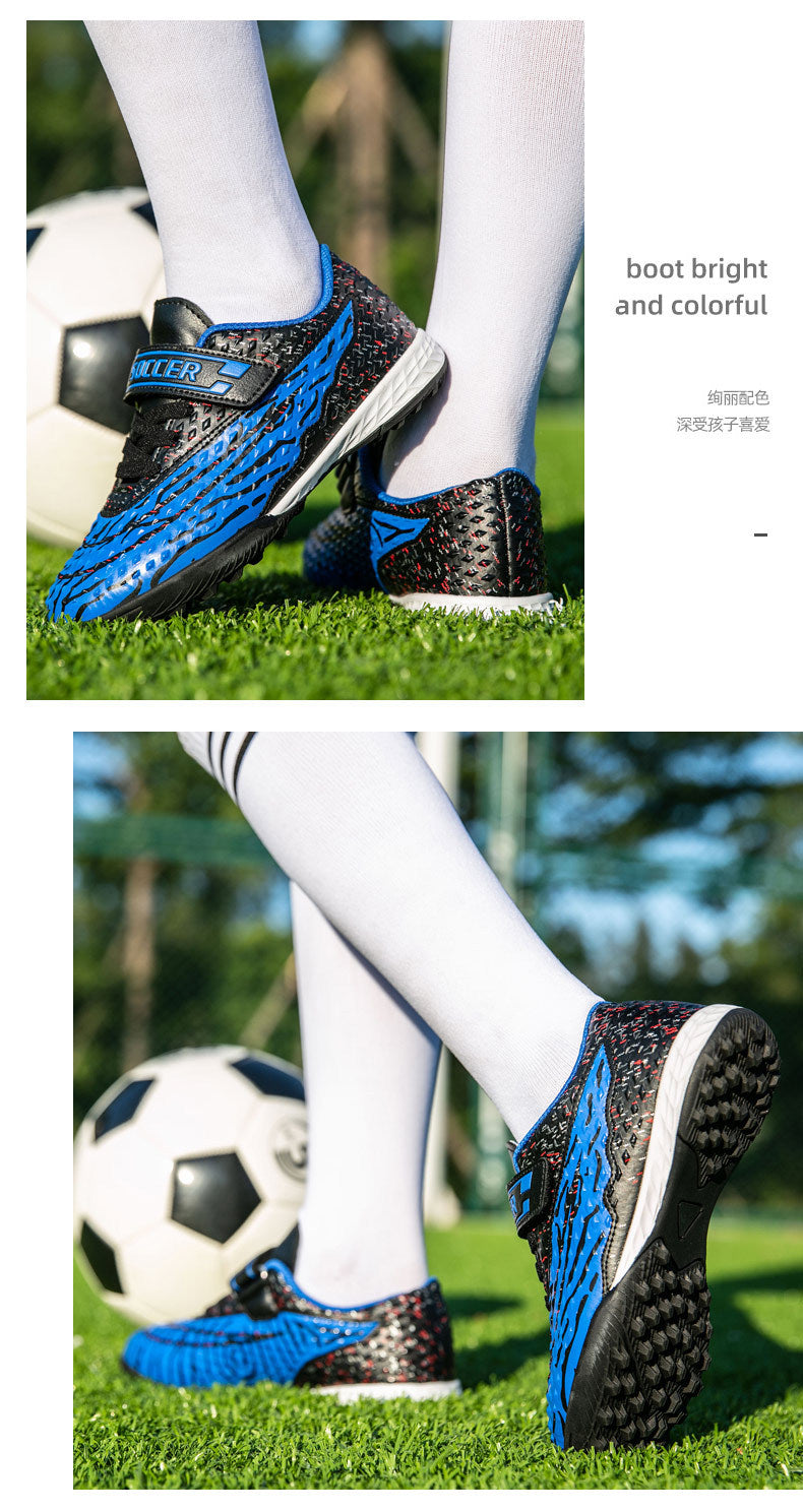 New football shoes for men and women with Velcro for children TF Broken Nail Style Youth Student Grassland Flat Training Shoes - 图片 21