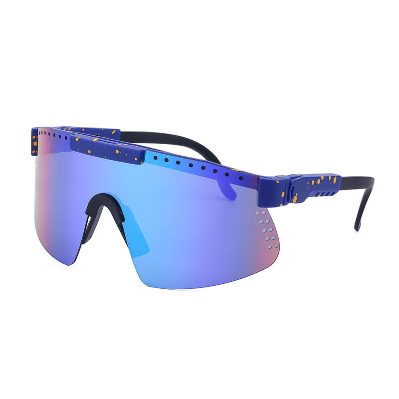 European and American Colorful Sunglasses Outdoor Cycling Windproof Sunglasses Men and Women One-piece Lens Sports Anti-ultraviolet Glasses - 图片 6