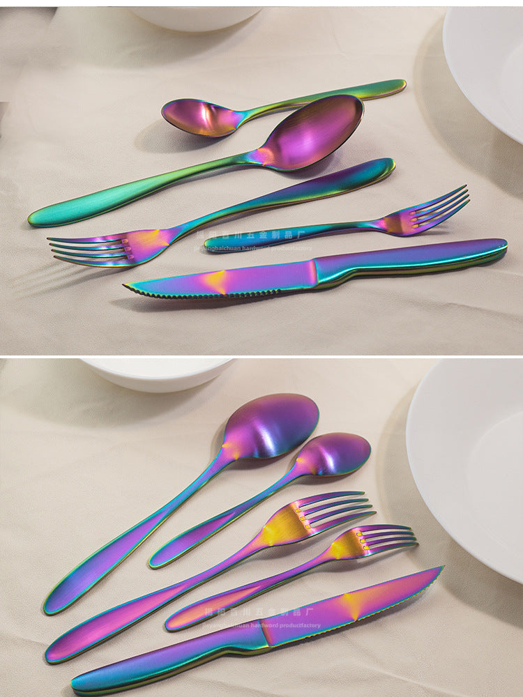 304Stainless Steel Knife Fork Spoon Set Western Tableware Hotel Heavy Sanding Wholesale Steak Knife Tea Spoon Classic Style - 图片 11