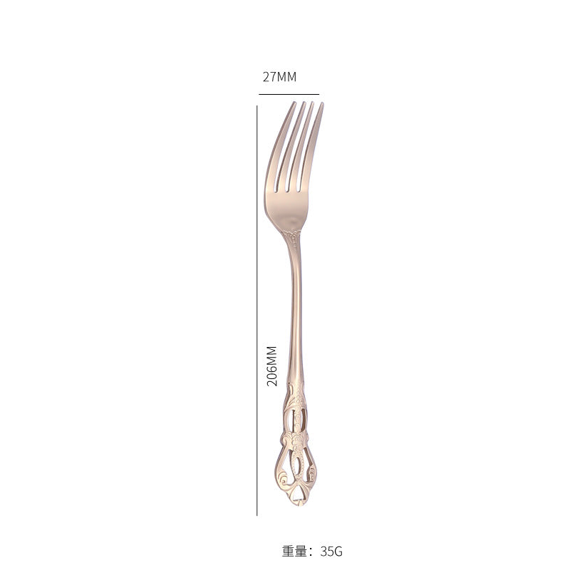 Stainless Steel Cutlery Restaurant Royal Court Knife Fork Spoon Set Hotel Western Cuisine European Retro Relief Steak Knife Fork - 图片 17