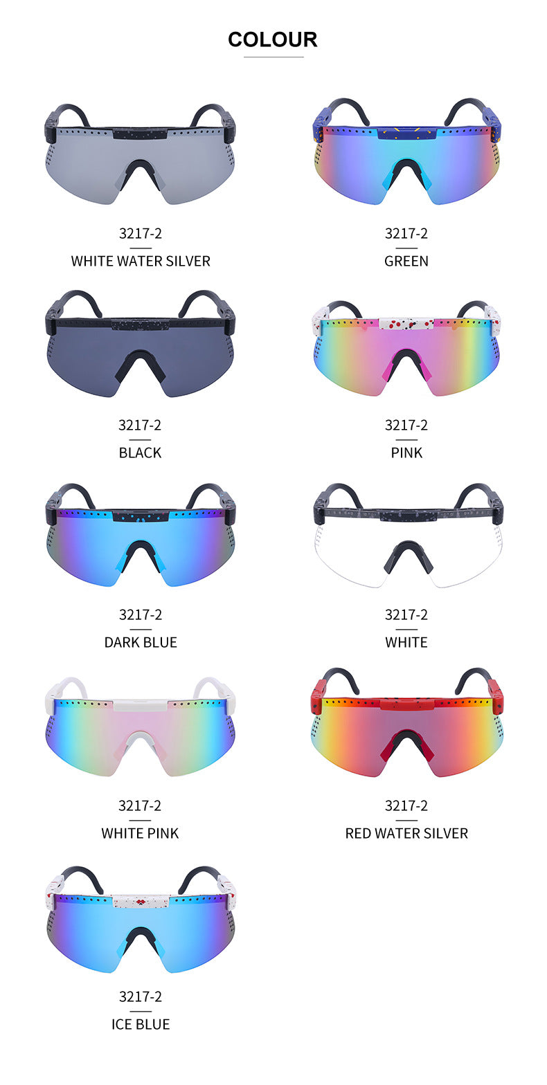 European and American Colorful Sunglasses Outdoor Cycling Windproof Sunglasses Men and Women One-piece Lens Sports Anti-ultraviolet Glasses - 图片 22
