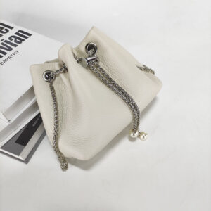 Niche Genuine Leather Bucket Bag for Women2024New Mini Small Bag Top Layer Cowhide Autumn Chain Shoulder Crossbody Bag