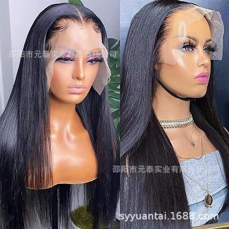 13x4 Lace Front Wigs Long Straight Black Synthetic Wigs - 图片 3