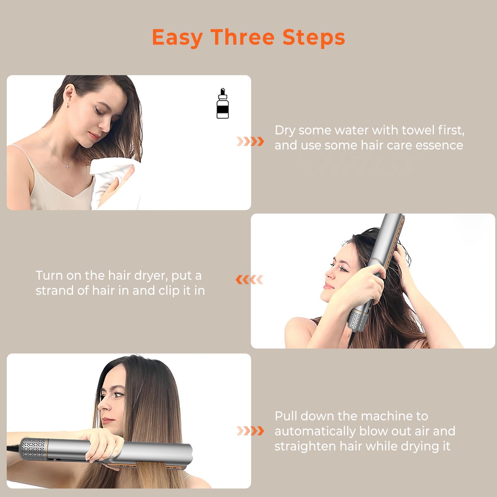 Straight Hair Straightener Blow Dryer 2-in-1 Hair Straightener Dry and Wet Dual-Use Hair Dryer Clip Negative Ion Hair Dryer Comb - 图片 16