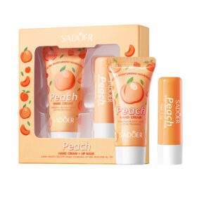 Peach Hand Cream Lip Balm Set SADOER Nourishing Autumn and Winter Hand Cream Lip Balm  Wholesale