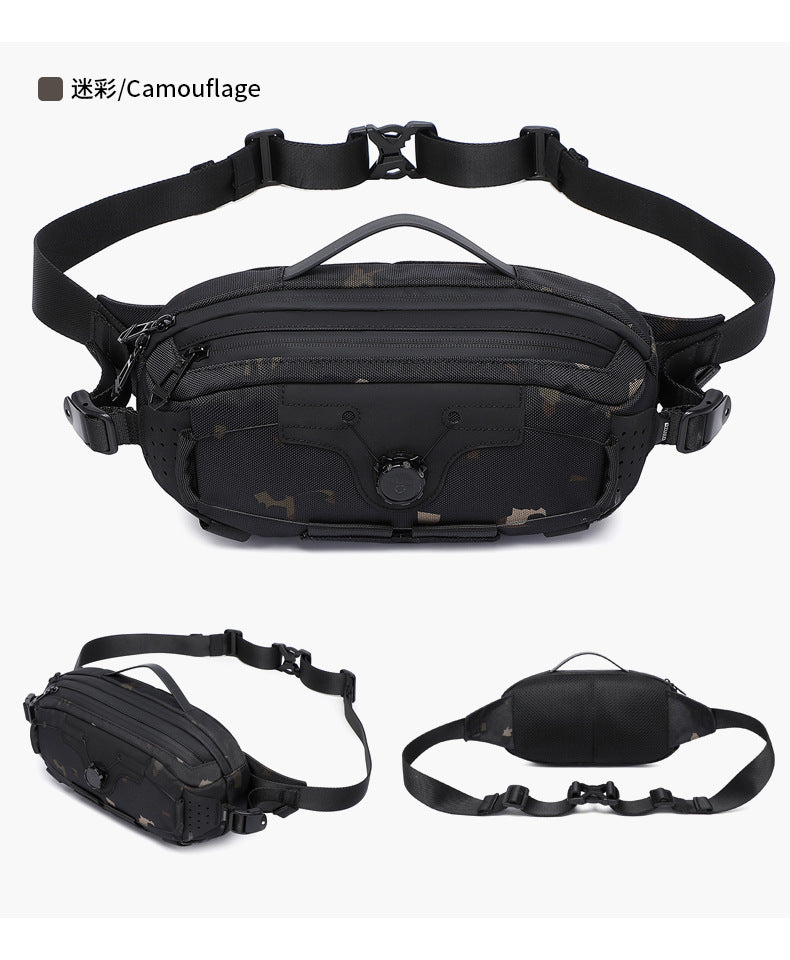 OZUKO Men's Chest Bag Crossbody Waist Bag Multifunctional Tactical Waterproof Portable Outdoor Cycling Trendy Brand High-end Bag - 图片 32