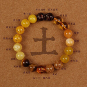 Men's Five Elements Bead Bracelet Gold Wood Water Fire Earth Bracelet Women's Crystal Natural Agate Five Elements Energy Bracelet