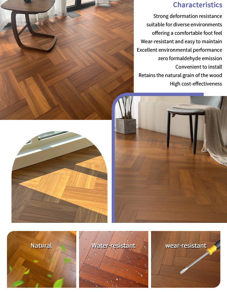 18mm Engineered Herringbone Teak Flooring Multilayer Core Strength Custom Design Luxury Villas Commercial Interiors Outdoor Park - 图片 13