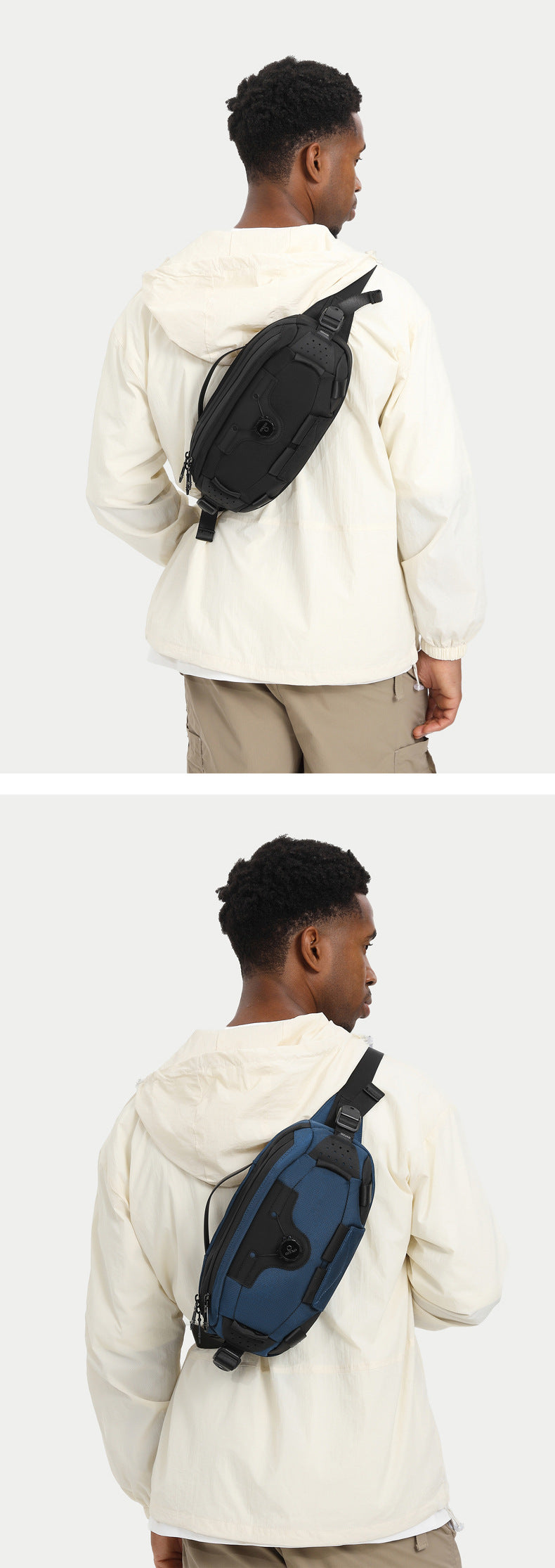 OZUKO Men's Chest Bag Crossbody Waist Bag Multifunctional Tactical Waterproof Portable Outdoor Cycling Trendy Brand High-end Bag - 图片 22