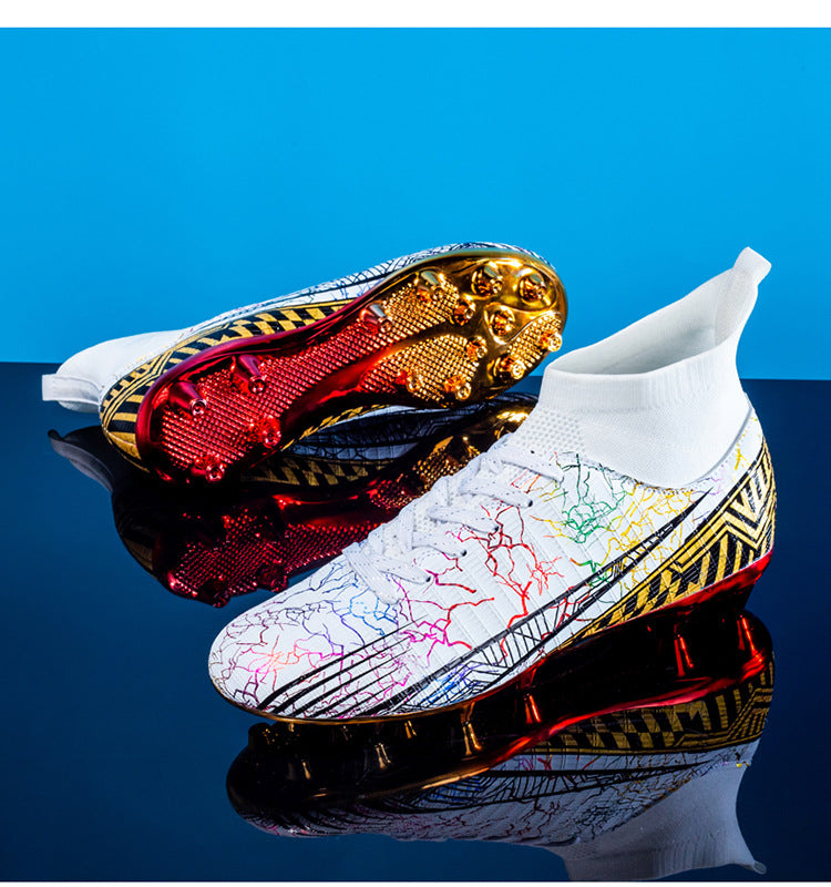 Large Size Men's Soccer Shoes AG Long Spike Gold-Plated Hot Stamping Football Shoes for Youth Professional Competition Training Shoes Wholesale - 图片 41