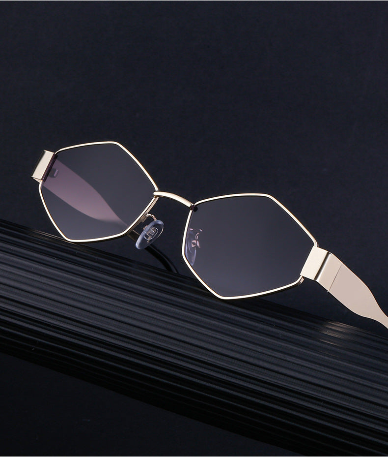 European and American Fashion Irregular Metal Sunglasses for Women Trendy Personality Wide Temple Sunglasses Wholesale sunglass - 图片 20