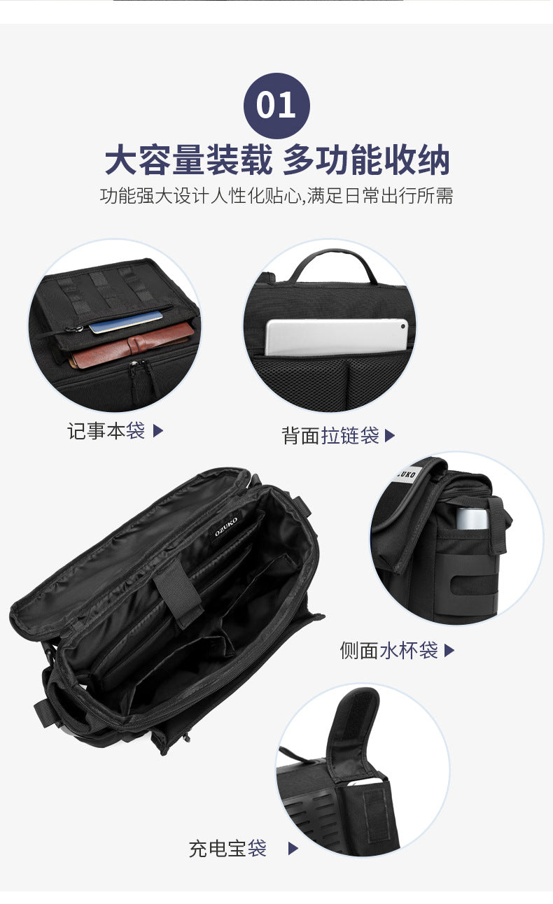 Men's Messenger Bag Multifunctional Crossbody Bag Waterproof Cycling Shoulder Bag Outdoor Commuting Tactical Style Men's Satchel - 图片 9