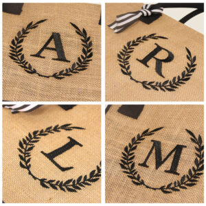 New In-Stock Coated Embroidered Letter Bag Burlap Bag Vintage Personalized Casual Shopping Bag Burlap Tote Bag
