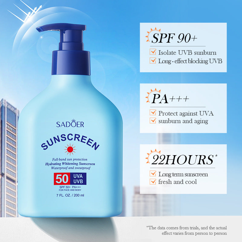 Sunscreen SADOER Hydrating, moisturizing, whitening, refreshing, UV protection sunscreen lotion for cross-border foreign trade wholesale - 图片 3