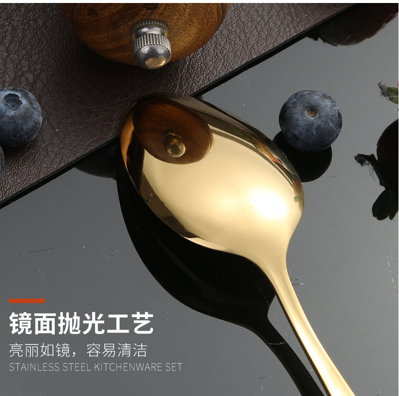 410Stainless Steel Cutlery Set Restaurant Square Handle Knife Fork Spoon24Set of Western Steak Knives and Forks - 图片 26