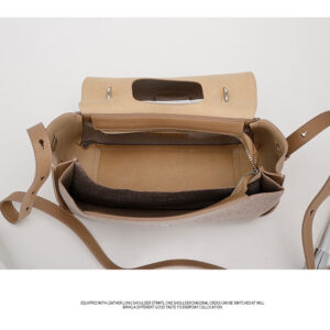 French-style Light Luxury New Niche Design Cowhide Stitching Handbag2024Crossbody Retro Small Square Bag