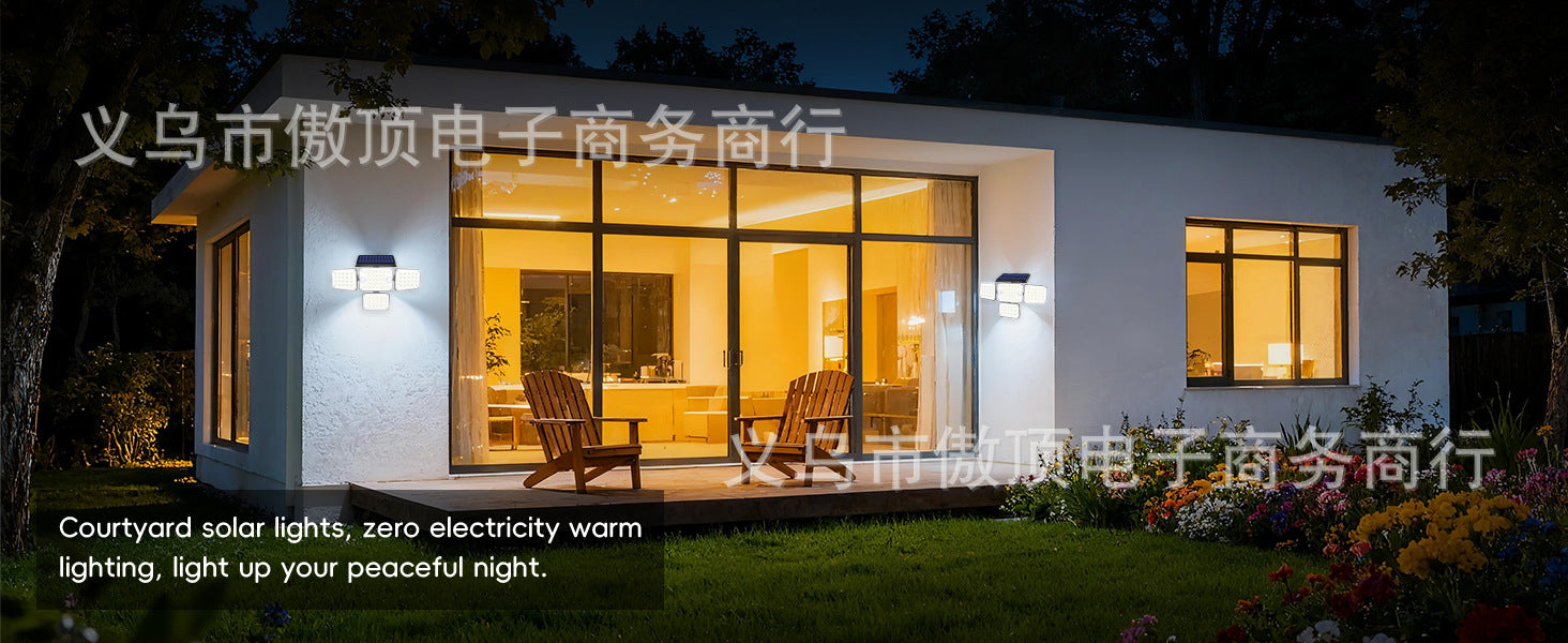 Solar Wall Light Four-Head Upgraded Dual-Sensor Rotating Outdoor Street Light Human-Sensor Garden Light - 图片 10