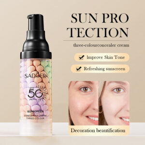 Makeup SADOER Three-color Rainbow Primer Brightening Skin Tone Sunscreen Makeup Base  Wholesale