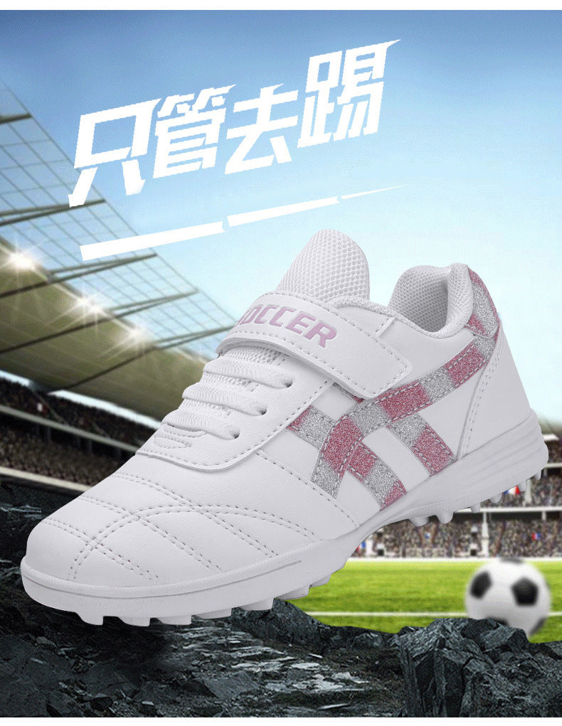 New football shoes for men and women with Velcro for children TF Broken Nail Style Youth Student Grassland Flat Training Shoes - 图片 12