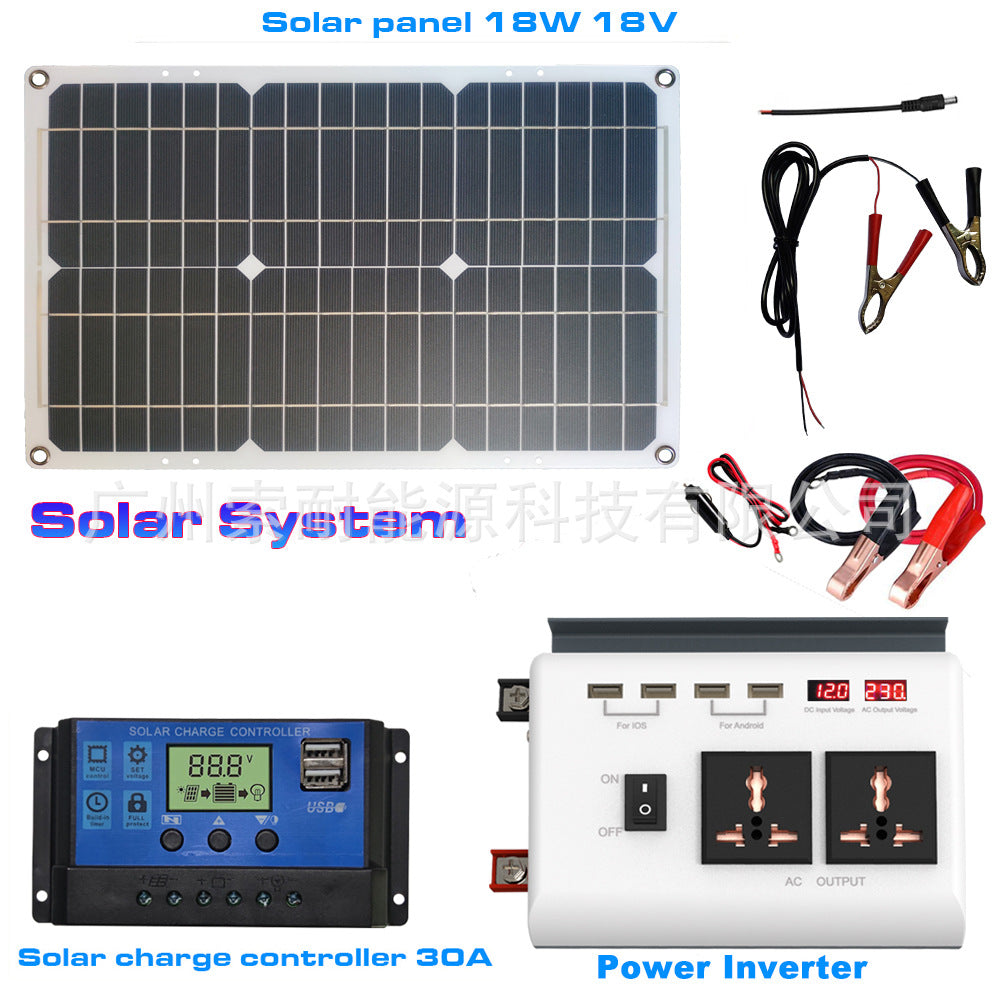 Solar Energy Kit System: 12V Inverter 30A Controller 18W Solar Panel Solar System - 图片 9