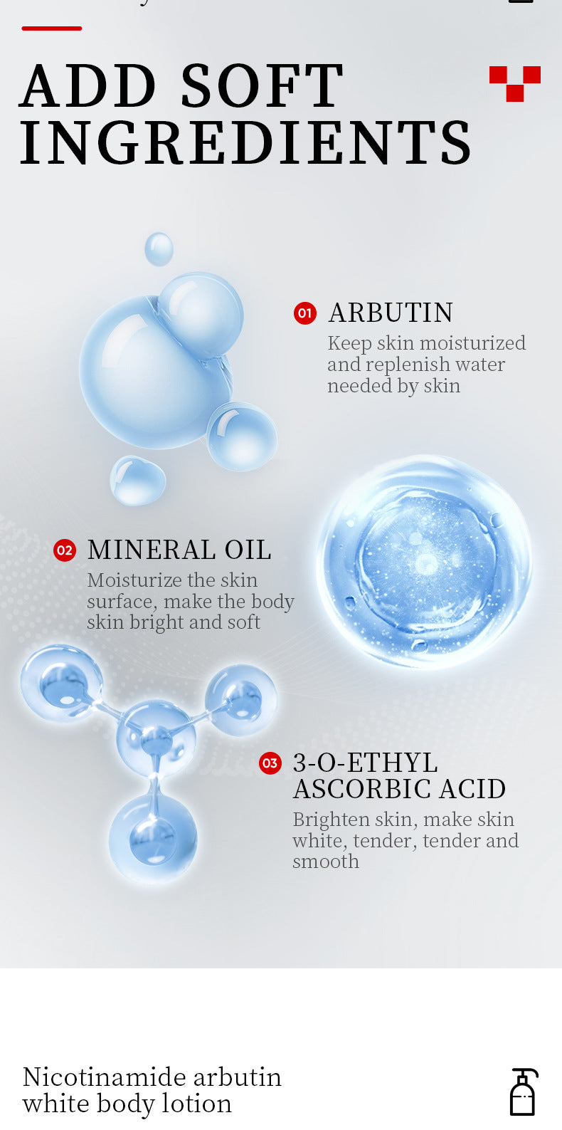 Whitening Body Lotion SADOER Niacinamide Arbutin Brightening Moisturizing Lotion Cross-Border Wholesale - 图片 13