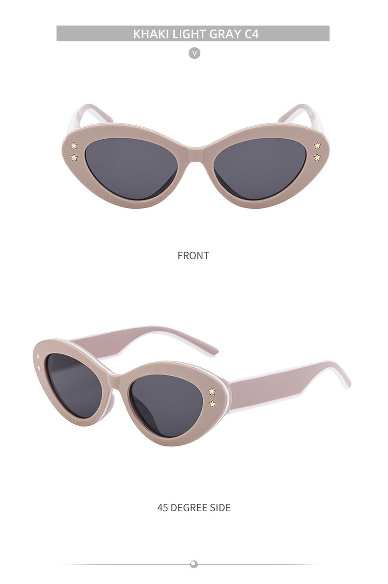 New Wide Mirror Leg Cat Eye Sunglasses for Women, European and American Fashion, High-End Feel Sunglasses sunglasses - 图片 32