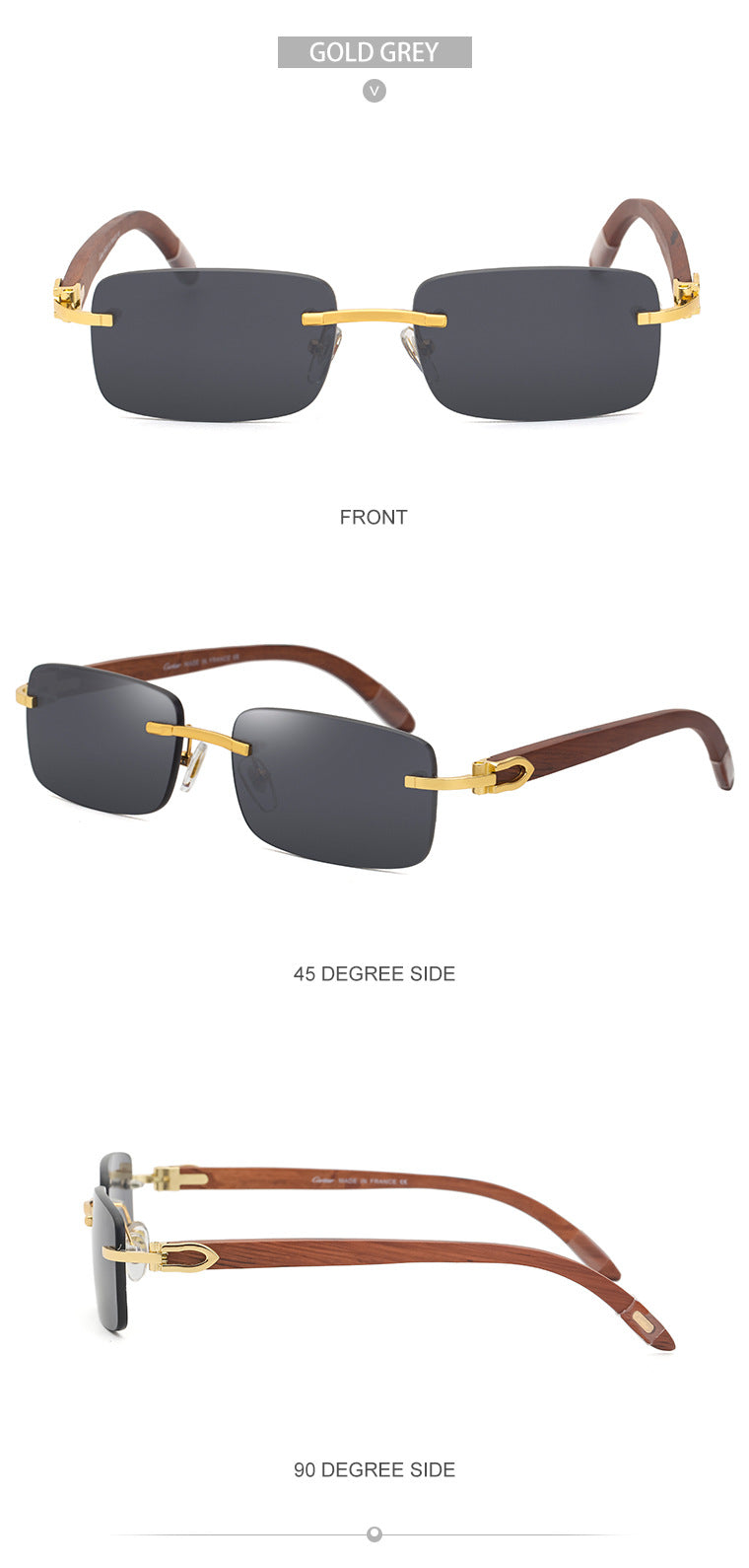 Fashion Sunglasses for Men Frameless Wooden Leg Slingshot Sunglasses Men Trendy Wooden Optical Frame sunglasses - 图片 30