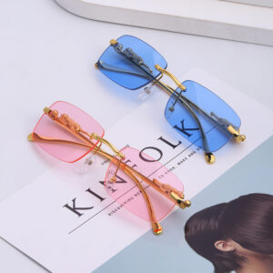 New Fashion Small Frame Square Sunglasses Men's Sunglasses Women's European and American Trendy Rimless Sunglasses Men