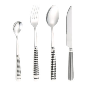 410Stainless Steel Cutlery Restaurant Creative Hepburn Style Ceramic Handle Knife Fork Spoon Tea Spoon Set Western Steak Knife Fork