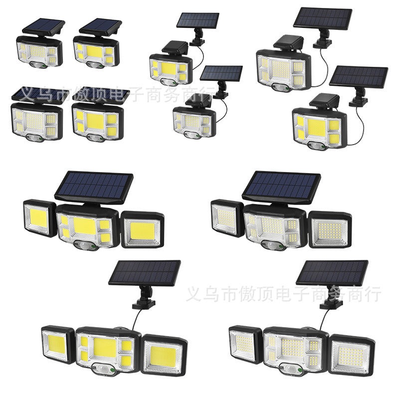 Outdoor Solar Street Light Waterproof Split Wall Light Garden Courtyard Light Human Body Sensor Light Rotatable Three-Head Light - 图片 17