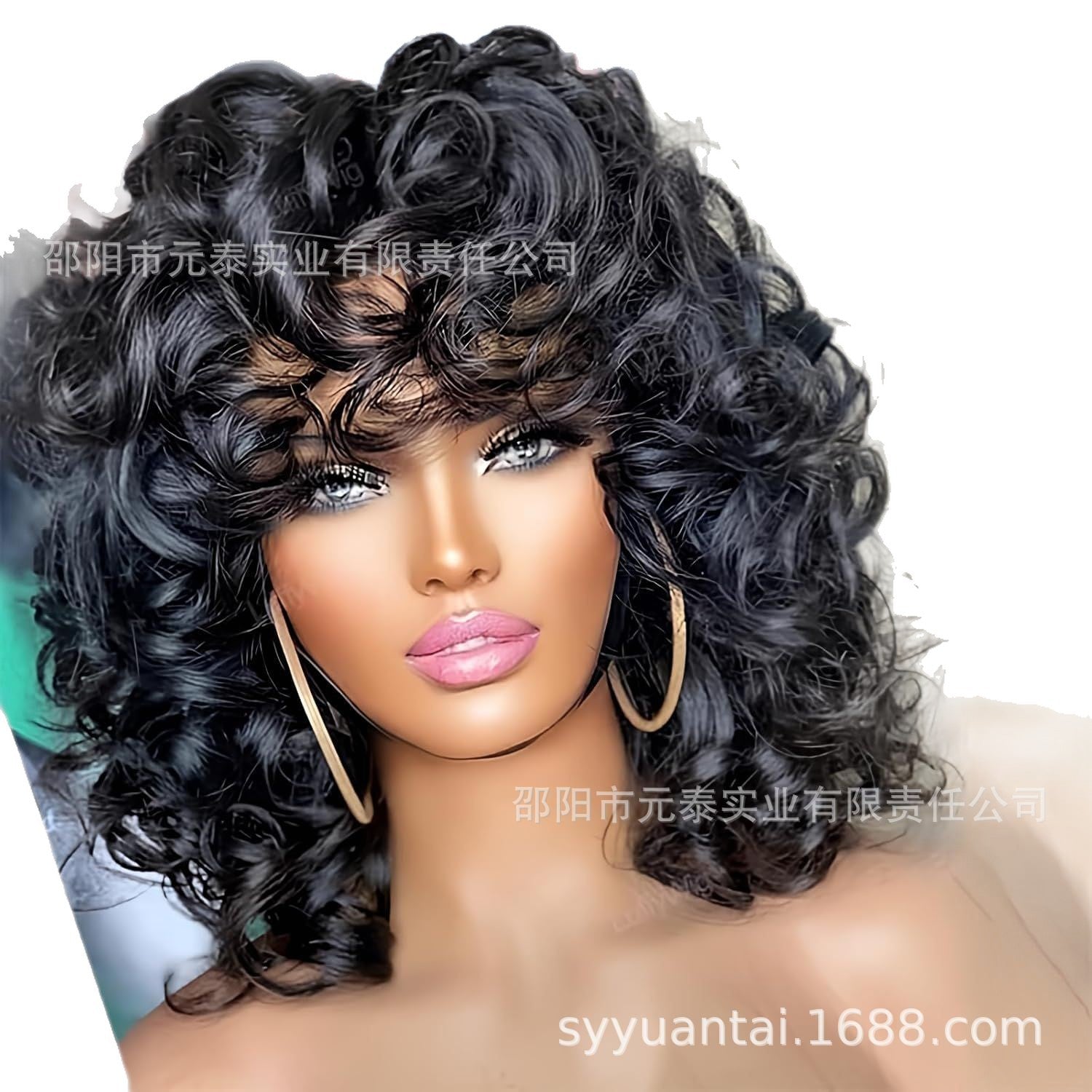 Short Bouncy Curly Wig BOB Glueless Wig Afro Rose Curly - 图片 5