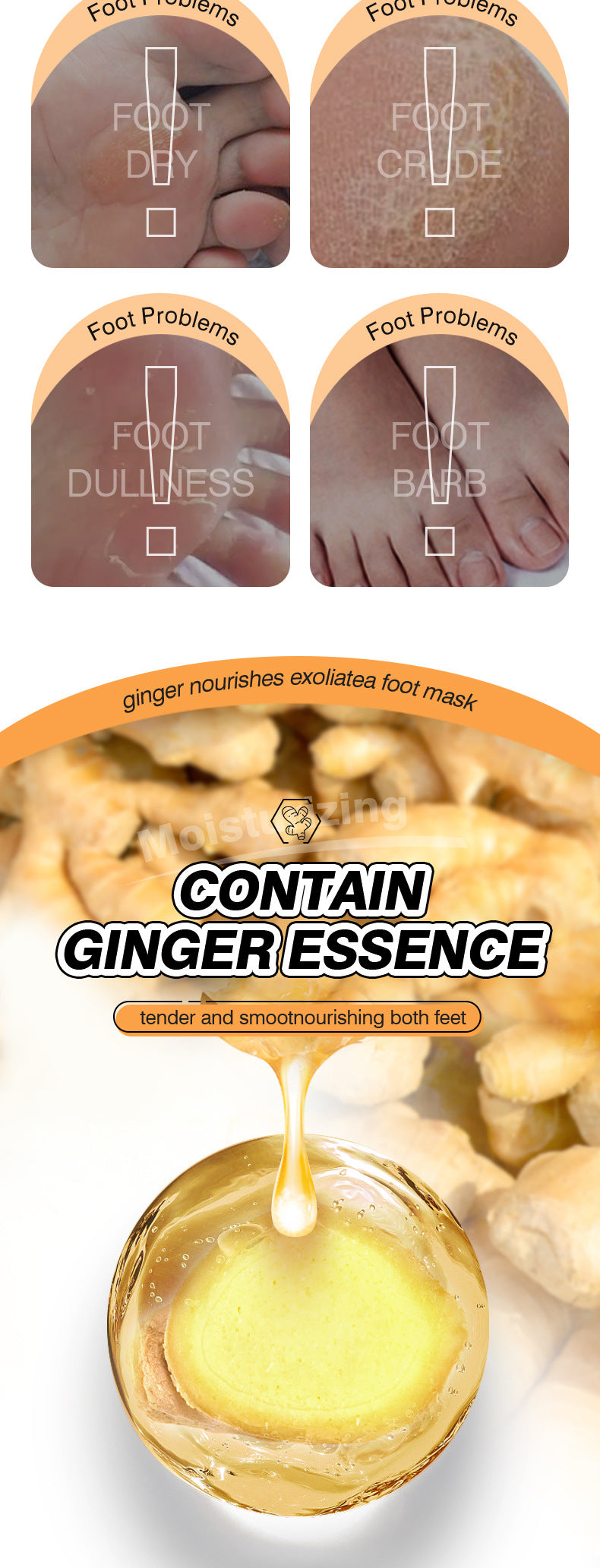 Ginger Foot Mask35g ZOZU Moisturizing, rejuvenating, and nourishing foot mask for cross-border foreign trade wholesale - 图片 9