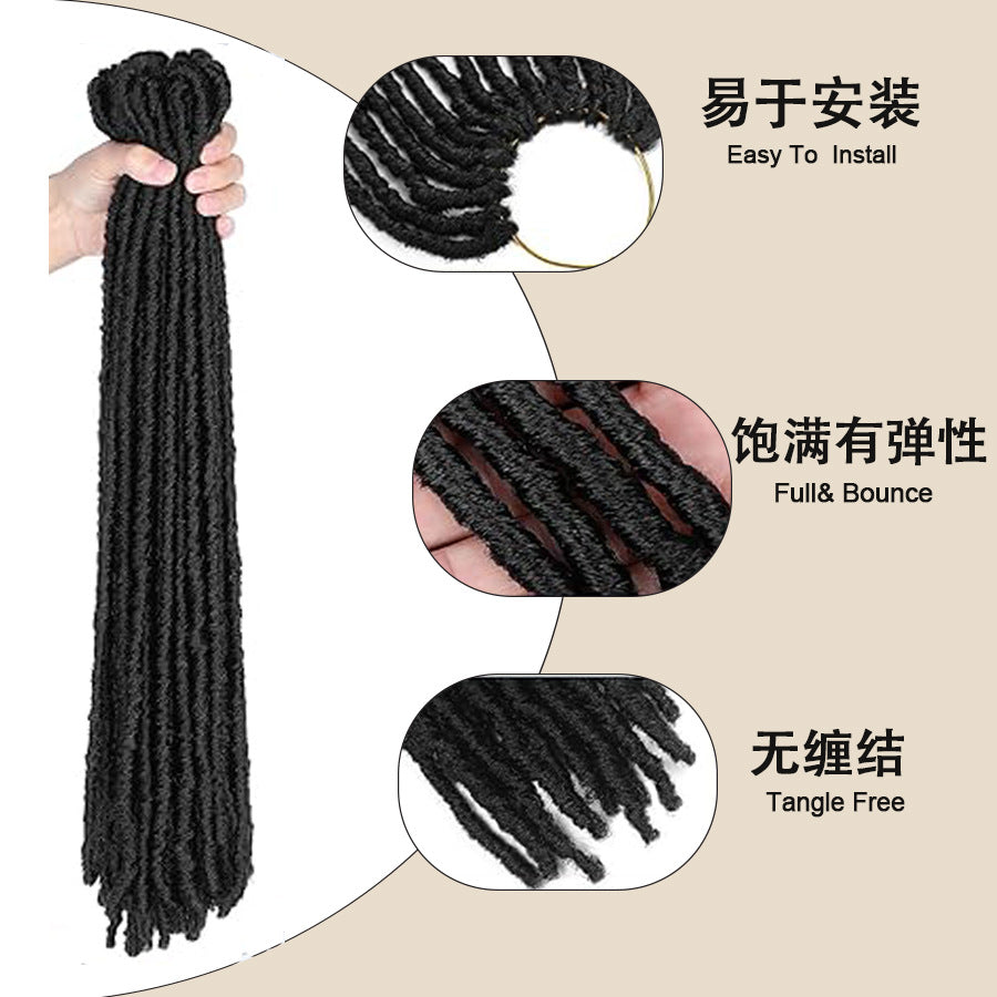 Europe and america cross border TEMU African Synthetic Hair Straight Gypsy Wig Hollow Braid straight Faux Locs - 图片 3