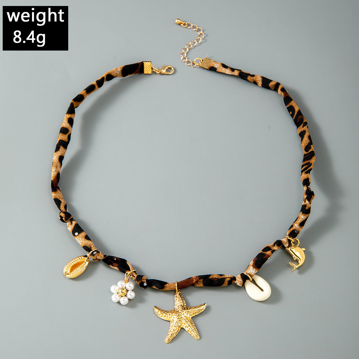 European and American Style Ocean-themed Cross Conch Starfish Pendant Leopard Print Exaggerated Necklace Collarbone Chain Jewelry - 图片 66