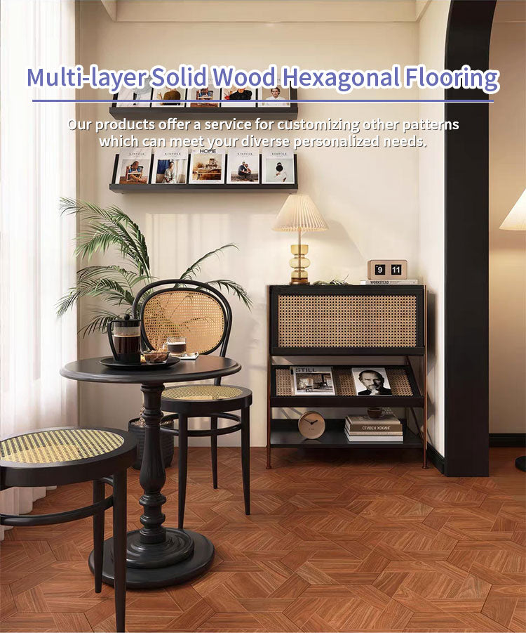 Premium 14mm Multilayer Hexagon Oak Flooring | Decorative Engineered Oak Parquet Custom Finish Options for Outdoor Use - 图片 7