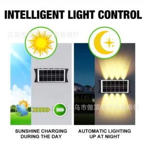 Solar wall light outdoor wall washer light with up and down illumination RGB Courtyard Decoration Waterproof Landscape Light LED Spotlight