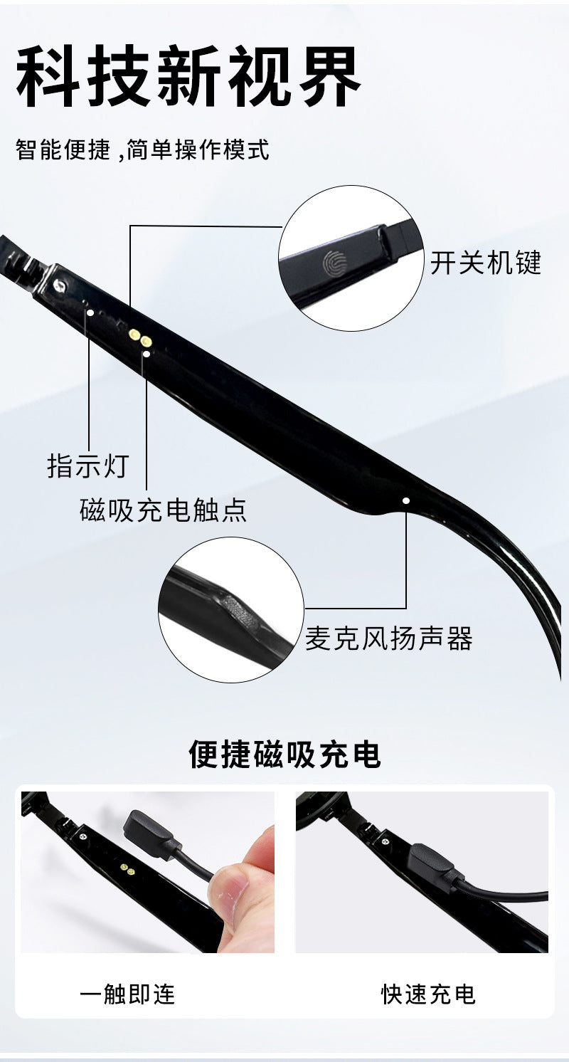 Hot Selling Smart Glasses Bluetooth Call Listening to Music ai Translation Conference Office Commuting Wear Factory Source AI Translation - 图片 19