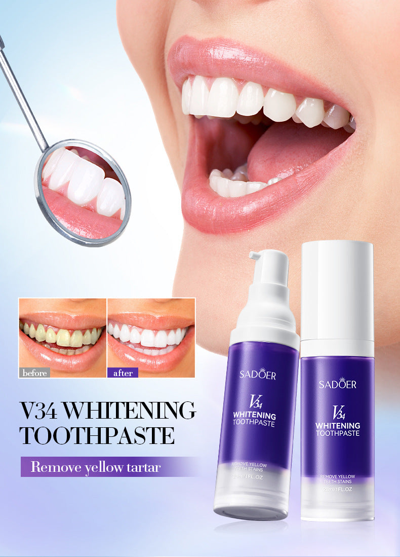 V34Whitening Toothpaste28ml SADOER Clean Teeth Clean Toothpaste Cross-Border Foreign Trade Wholesale - 图片 7