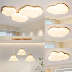 Natural Wood Cream Style Living Room Lamp2025New Stylish Internet Celebrity Cloud Full Spectrum Eye Protection Ceiling Light Zhongshan Lighting