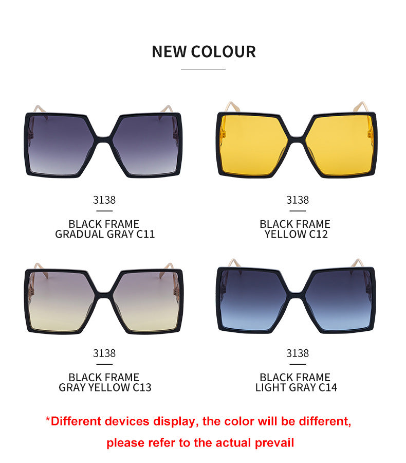 Fashion Large Frame Sunglasses for Women ins Internet Celebrity Style Square Frame Sunglasses for Women Trendy Street Photography Glasses sunglasses - 图片 33
