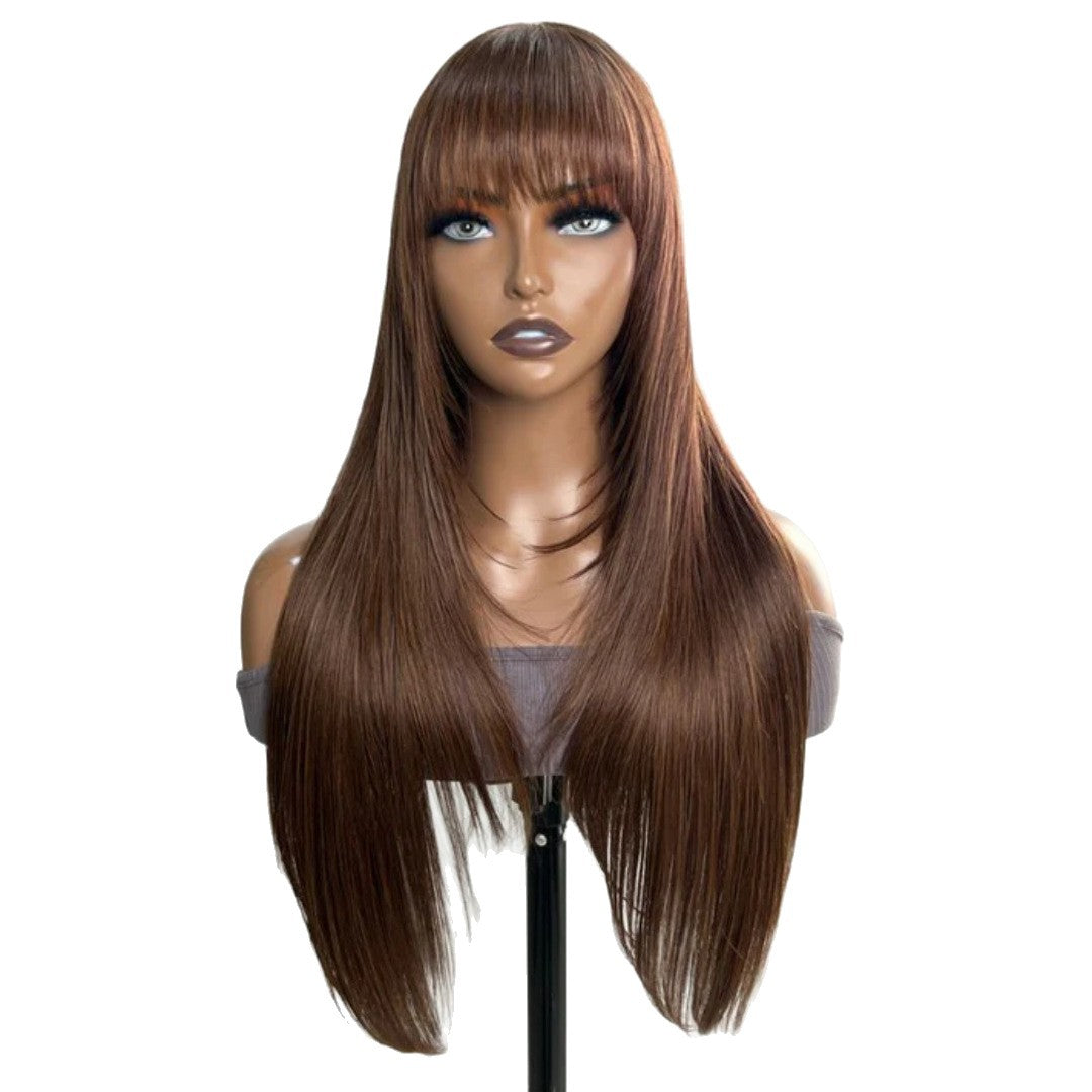 High temperature synthetic Straight Wigs with Bangs - 图片 5
