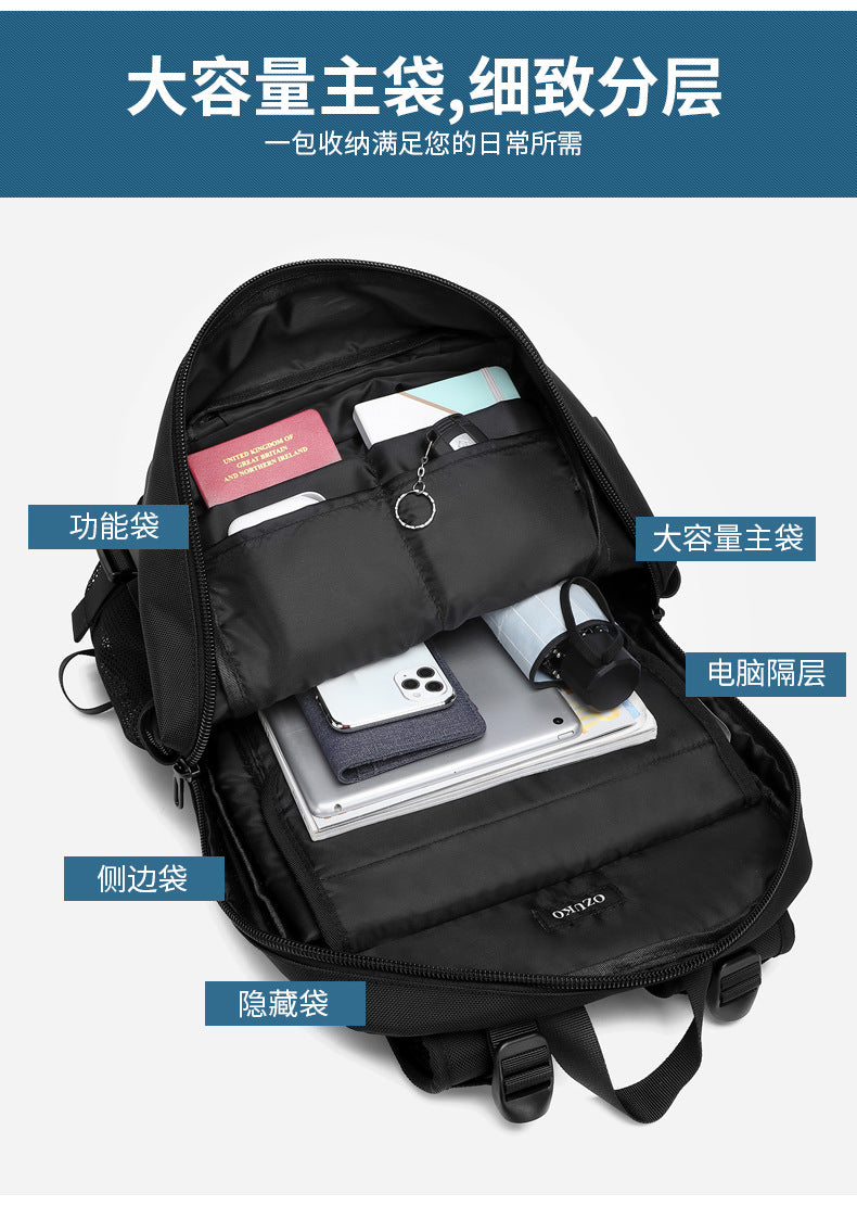 Korean Style Backpack Trendy Brand Laptop School Bag Lightweight Large Capacity Water-Resistant Commuter Bag for Middle and High School Students and College Students - 图片 11