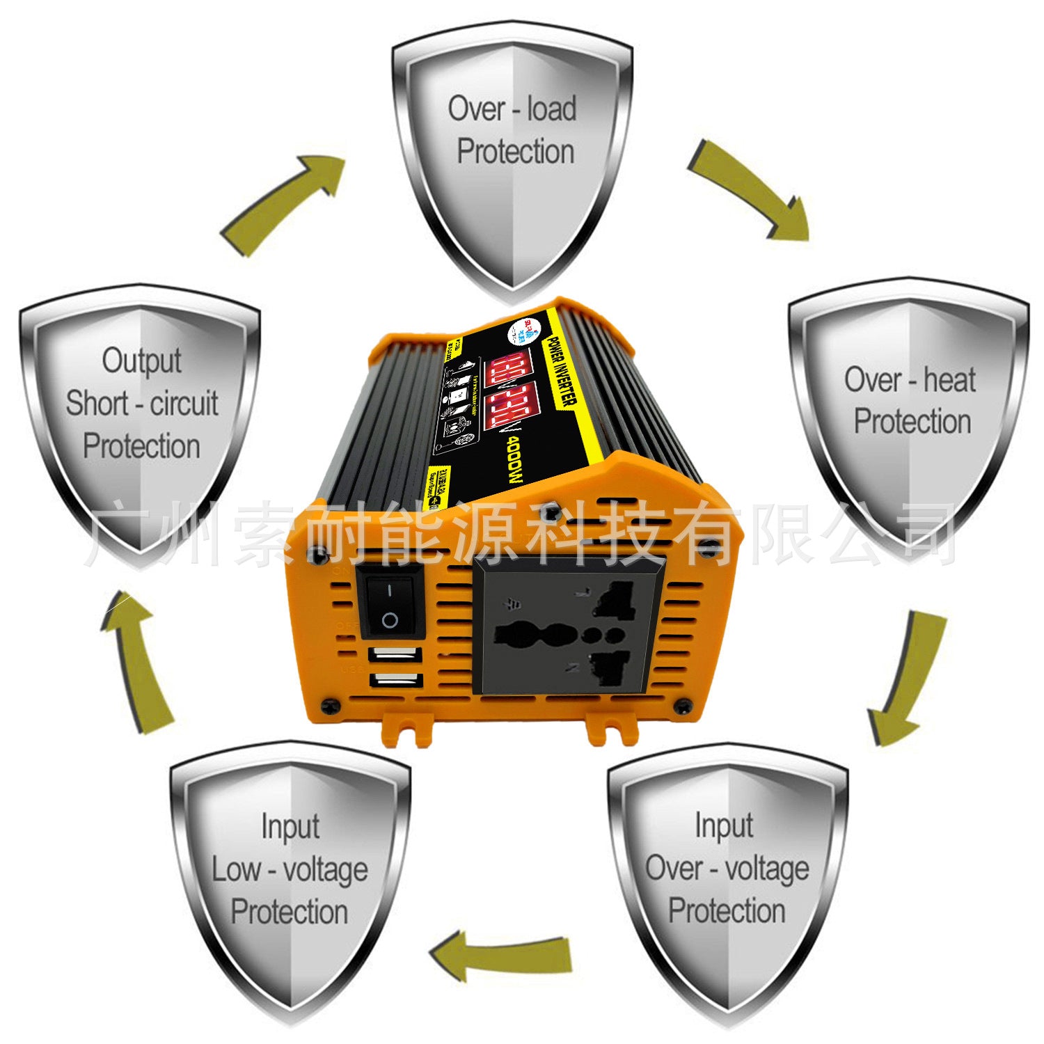 300W Vehicle Inverter12V Turn110V 220V Dual Voltage Display Outlet power inverter - 图片 7