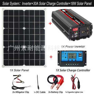 Pure Sine Wave Solar Power Kit System Configuration30A Controller 18W/36W Solar Panel Solar System