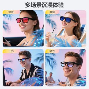 Intelligent Color Changing AI Bluetooth glasses for men and women, anti-blue light, translation, phone calls, music listening, remote control, photography sunglasses