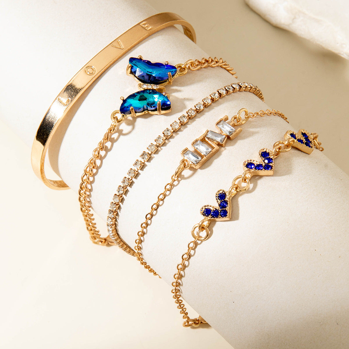 European and American Jewelry High-End Imitation Crystal Butterfly Bracelet Set Fashion Inlaid Diamond Heart Bracelet Wholesale - 图片 38