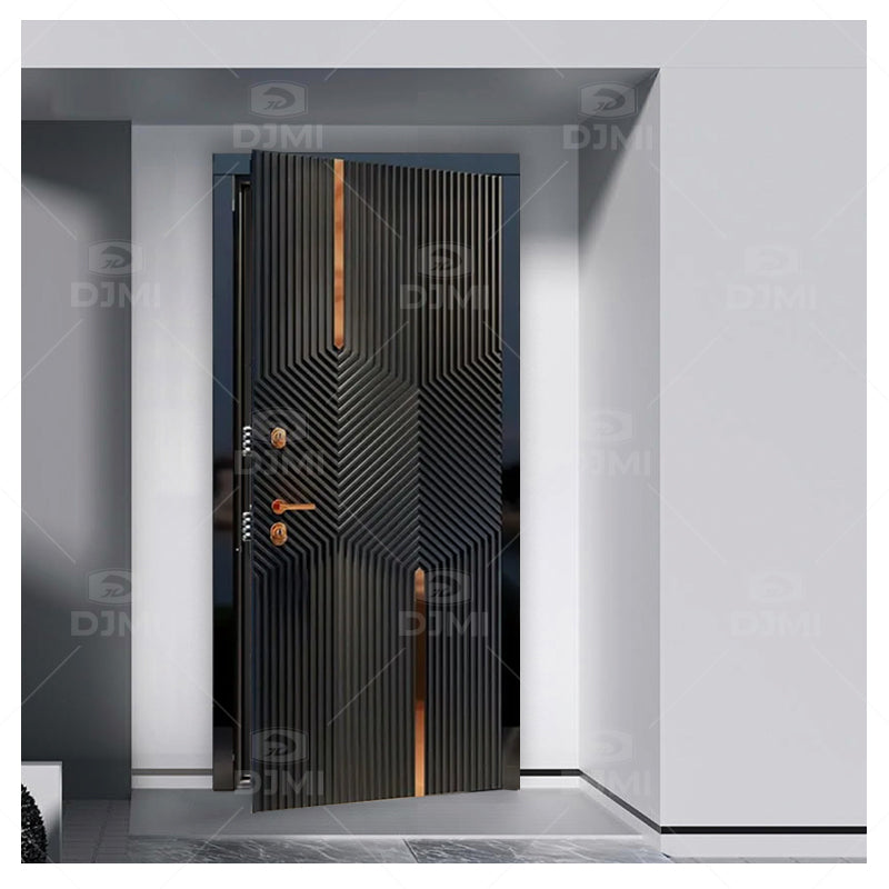 DJMI Luxury Design Steel Armored Doors Outside Modern Exterior Security Door Smart Electronic Front Door - 图片 5