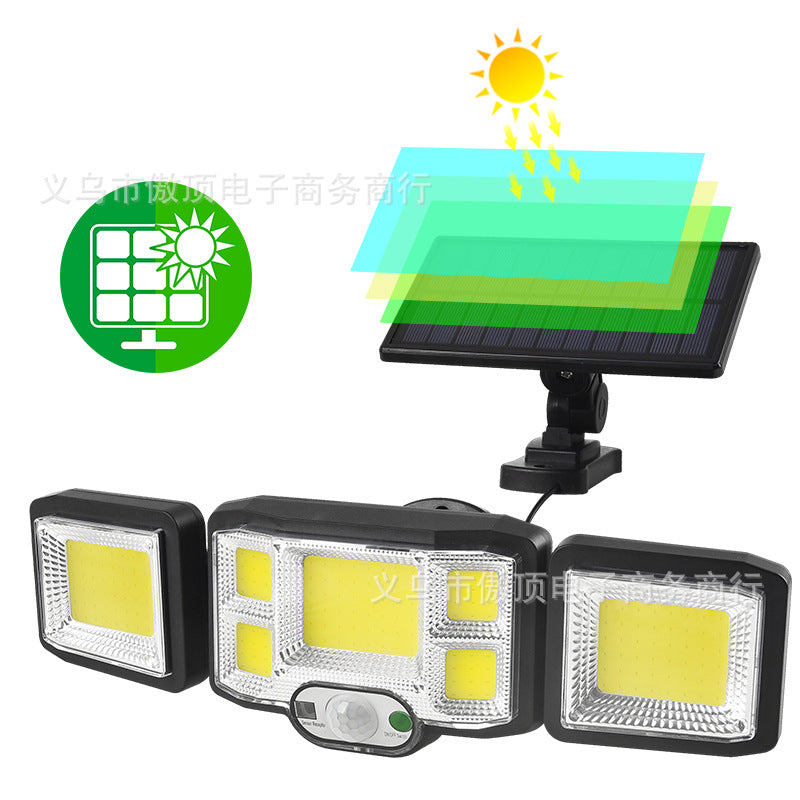 Outdoor Solar Street Light Waterproof Split Wall Light Garden Courtyard Light Human Body Sensor Light Rotatable Three-Head Light - 图片 19